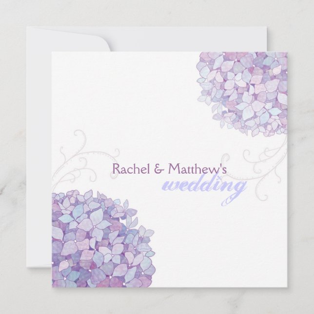 Invitación Lavender Purple Hydrangeas Boda (Anverso)