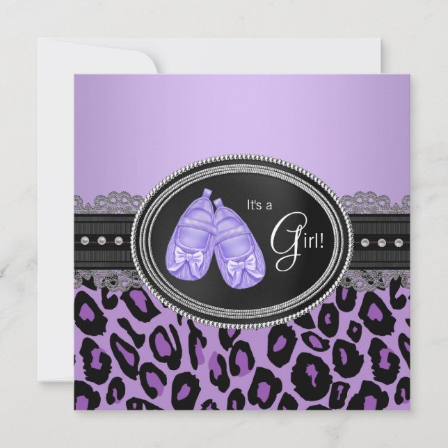 Invitación Lavender Purple Leopardo Baby Shower (Anverso)