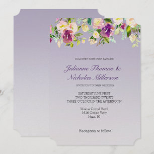 Invitación Lavender Purple Ombre Borgoña Rubor Floral