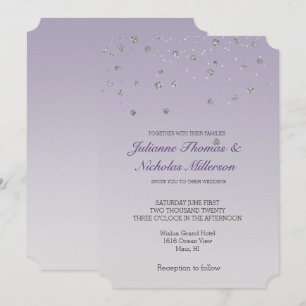 Invitación Lavender Purple Ombre Silver Confetti Sparkle
