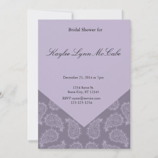Invitación Lavender Purple Paisley Bridal Shower