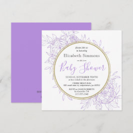 Invitación Lavender Purple Peony Floral Toile Baby Shower