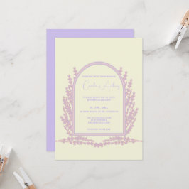 Invitación Lavender Purple Pink Beige Floral Boho Boda