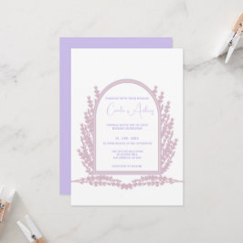 Invitación Lavender Purple Pink Floral Boho Boda