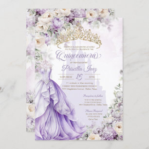 Invitación Lavender Purple Princesa Fairytale Quinceañera