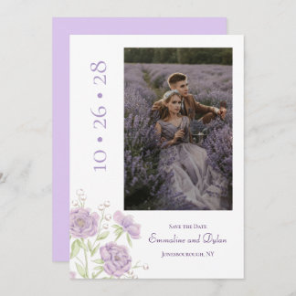 Invitación Lavender Purple Rose Wedding Save the Date