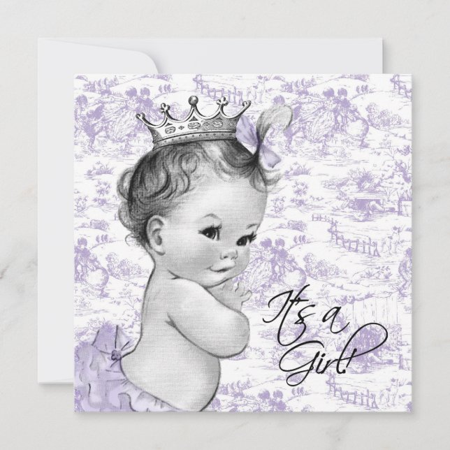 Invitación Lavender Purple Vintage Toile Baby Shower (Anverso)