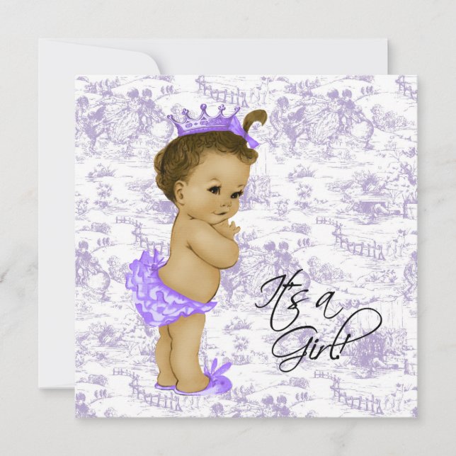 Invitación Lavender Purple Vintage Toile Baby Shower (Anverso)