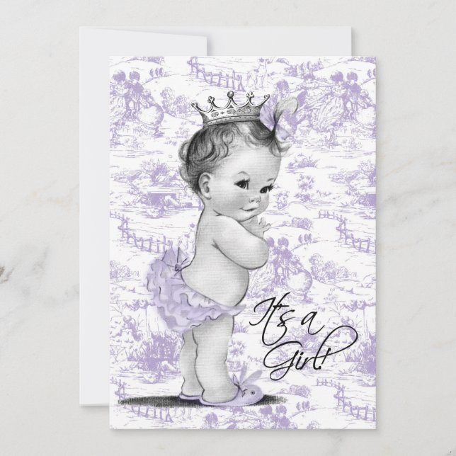 Invitación Lavender Purple Vintage Toile Baby Shower (Anverso)