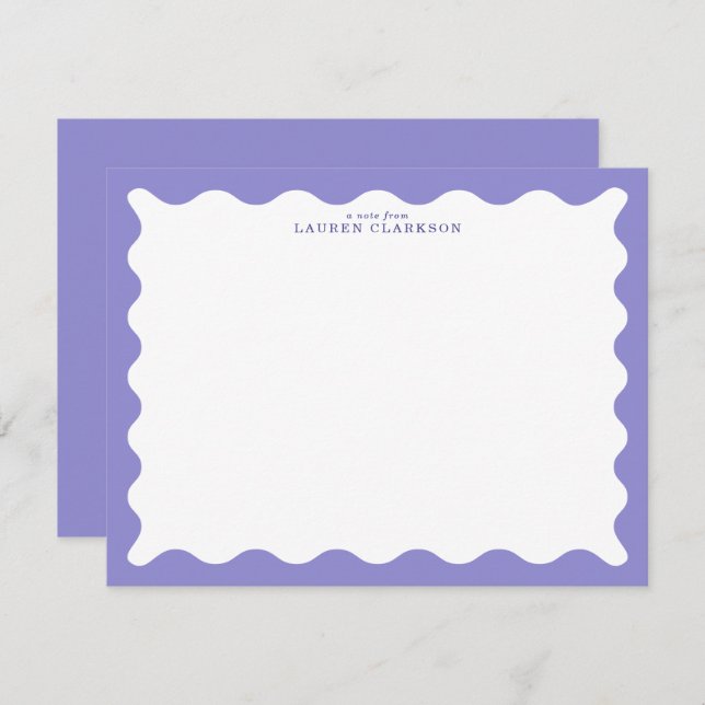 Invitación Lavender Purple Wavy Frame Note Card (Anverso / Reverso)