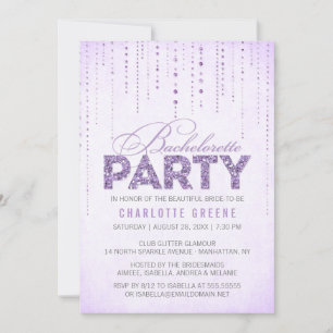 Invitación Lavender Purpurina Look Bachelorette Party