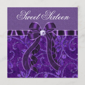Invitación Lavender Purpurina morado dulce dieciséis cumpleañ