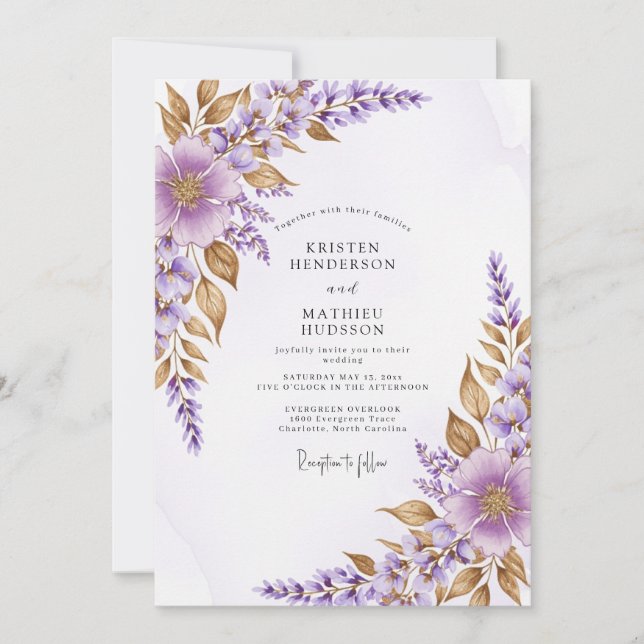 Invitación Lavender Refined Botanical Wedding (Anverso)