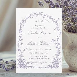 Invitación Lavender Romantic Botanical Arch Garden Wedding