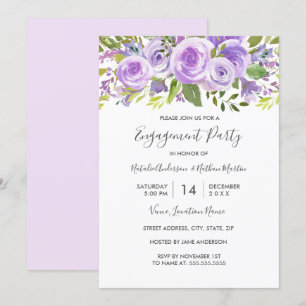 Invitación Lavender Rosa floral Parte de compromiso Boda