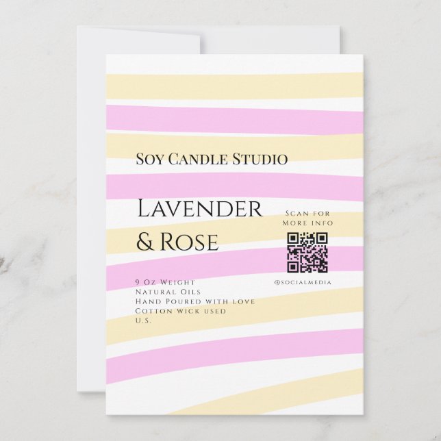 Invitación Lavender rosa soja negocios de velas añadir código (Anverso)