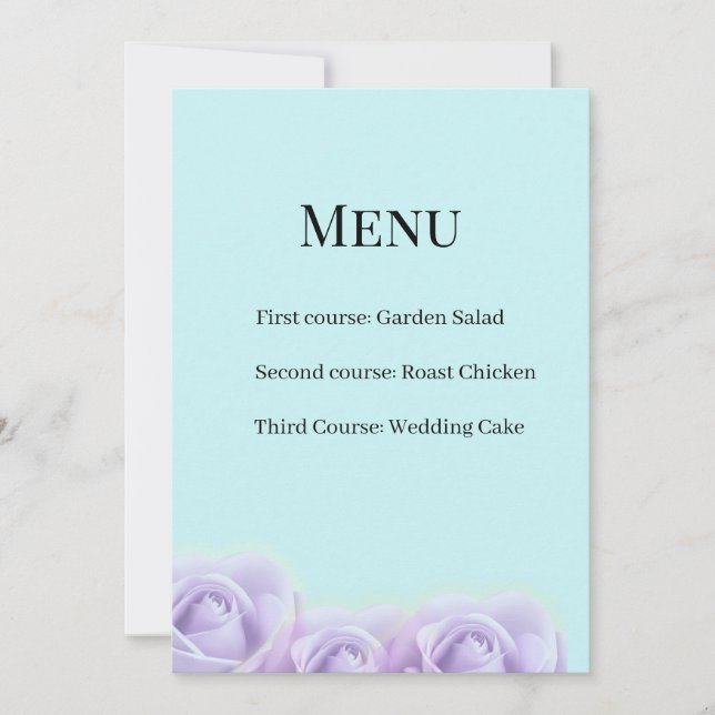 Invitación Lavender Rose Wedding Menu Card (Anverso)