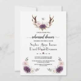 Invitación Lavender Rubor Floral Antlers Ensayo Cena