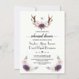 Invitación Lavender Rubor Floral Antlers Ensayo Cena