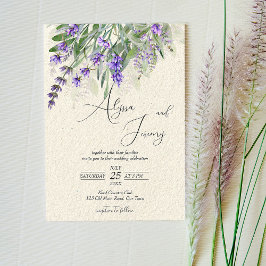 Invitación Lavender rústico campo vintage QR RSVP