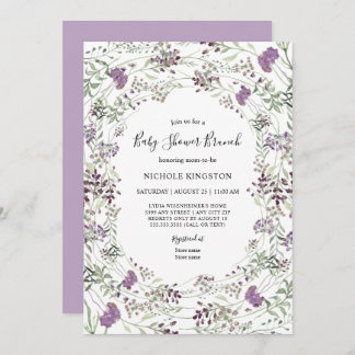 Invitación Lavender Sage Wildflower Baby Shower Brunch