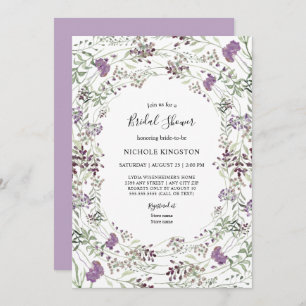 Invitación Lavender Sage Wildflower Frame Bridal Shower