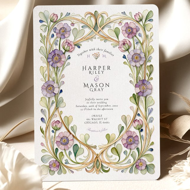 Invitación Lavender Scabiosa Boda Floral (Subido por el creador)