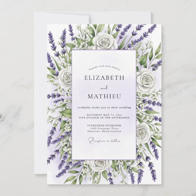 Invitación Lavender Serene Countryside Wedding (Anverso)