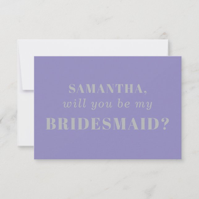Invitación Lavender Silver be my bridesmaid (Anverso)