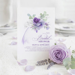 Invitación Lavender Silver Elegante Moderno Boho Bridal Ducha