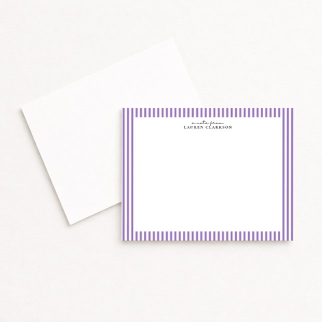 Invitación Lavender Stripe Border Note Card (Subido por el creador)