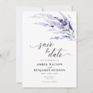 Invitación Lavender Summer Floral Lilac Púrpura Salvar La Fec