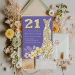 Invitación Lavender & Sunshine Gold Gown 21st Birthday Fiesta<br><div class="desc">Invitación a la fiesta de cumpleaños 21ª Lavender & Sunshine Gold Gown Ver colección coincidente en Nest Store y Nest Store</div>