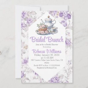 Invitación Lavender Tea Fiesta Brunch Floral Bridal Shower