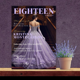 Invitación Lavender Tema 18º Aniversario Estilo Revista