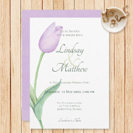 Invitación Lavender Tulip Solo Boda púrpura moderno
