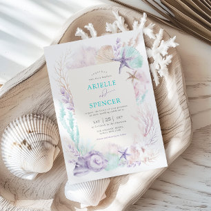 Invitación Lavender Turquoise Ocean Boda Tropical Beach