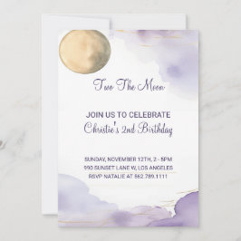 Invitación Lavender Two The Moon Second Birthday Invitation