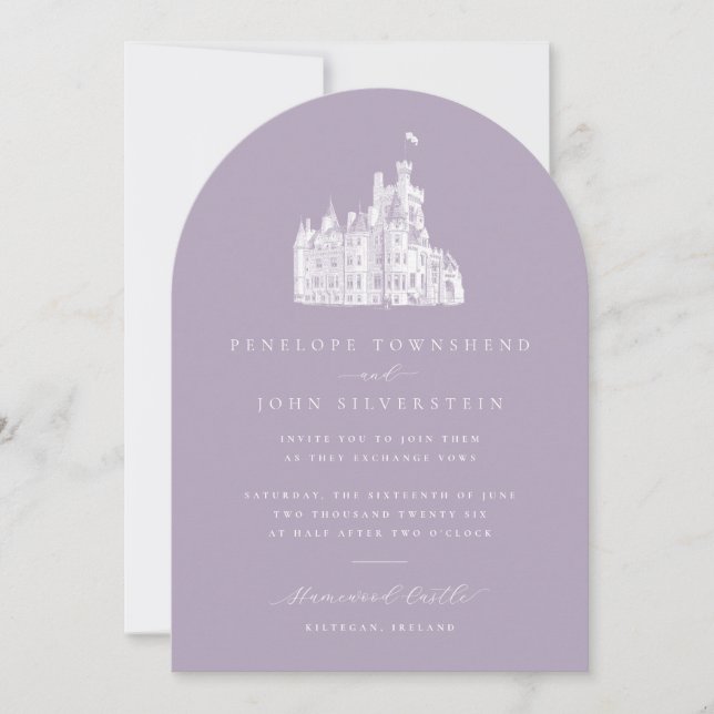 Invitación Lavender Vintage Castle Arch Wedding (Anverso)