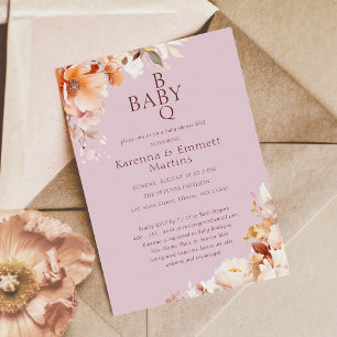 Invitación Lavender Vintage Floral Fall BBQ Baby Shower
