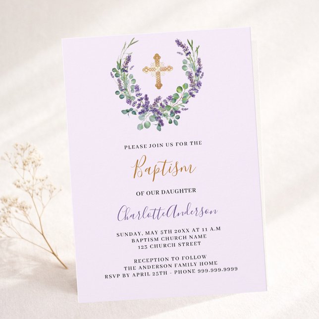 Invitación Lavender violeta de vegetación floral chica cruza  (Subido por el creador)