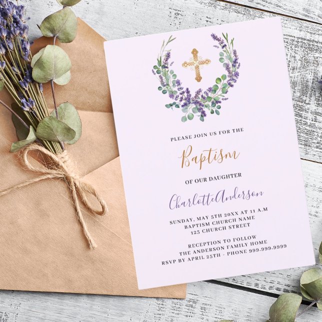 Invitación Lavender violeta de vegetación floral chica cruza  (Subido por el creador)