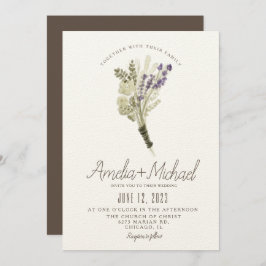 Invitación Lavender Watercolor Eco Friendly Bouquet Boda