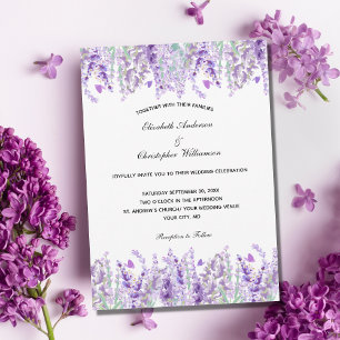 Invitación Lavender Watercolor Elegante Boda Floral