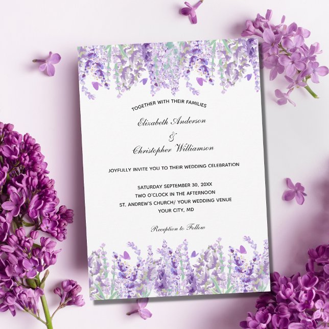Invitación Lavender Watercolor Elegante Boda Floral (Subido por el creador)