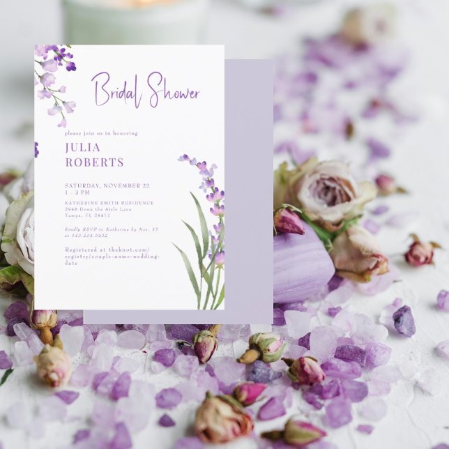 Invitación Lavender Watercolor Floral Bridal Shower (Subido por el creador)