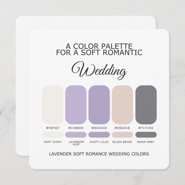 Invitación Lavender Wedding Color Palette Card (Anverso / Reverso)
