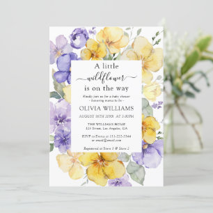 Invitación Lavender Wild Flower Meadow Yellow Baby Shower