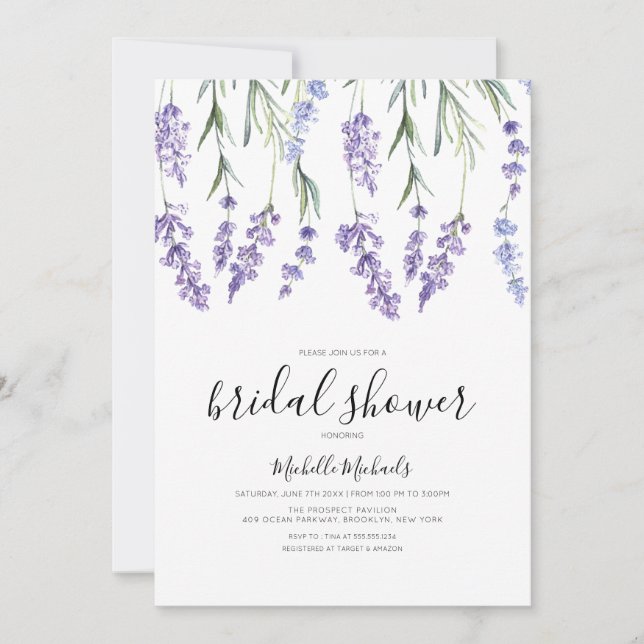 Invitación Lavender Wildflower Bridal Shower (Anverso)