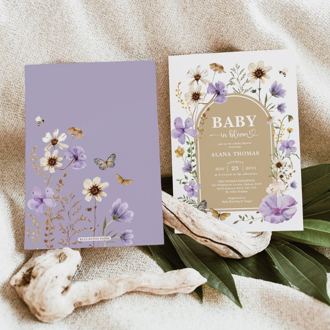 Invitación Lavender Wildflower Garden Baby en la ducha de flo (Subido por el creador)